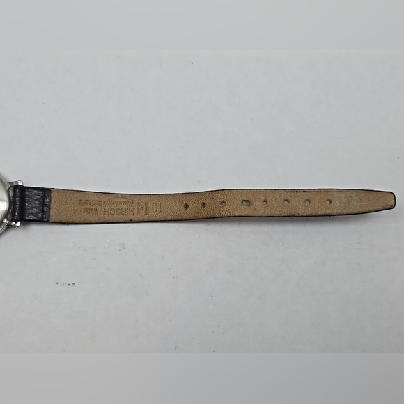 Vintage Womens Wyler Incaflex Swiss Watch Manual Wind Silver Black Leather Runs - Picture 10 of 11